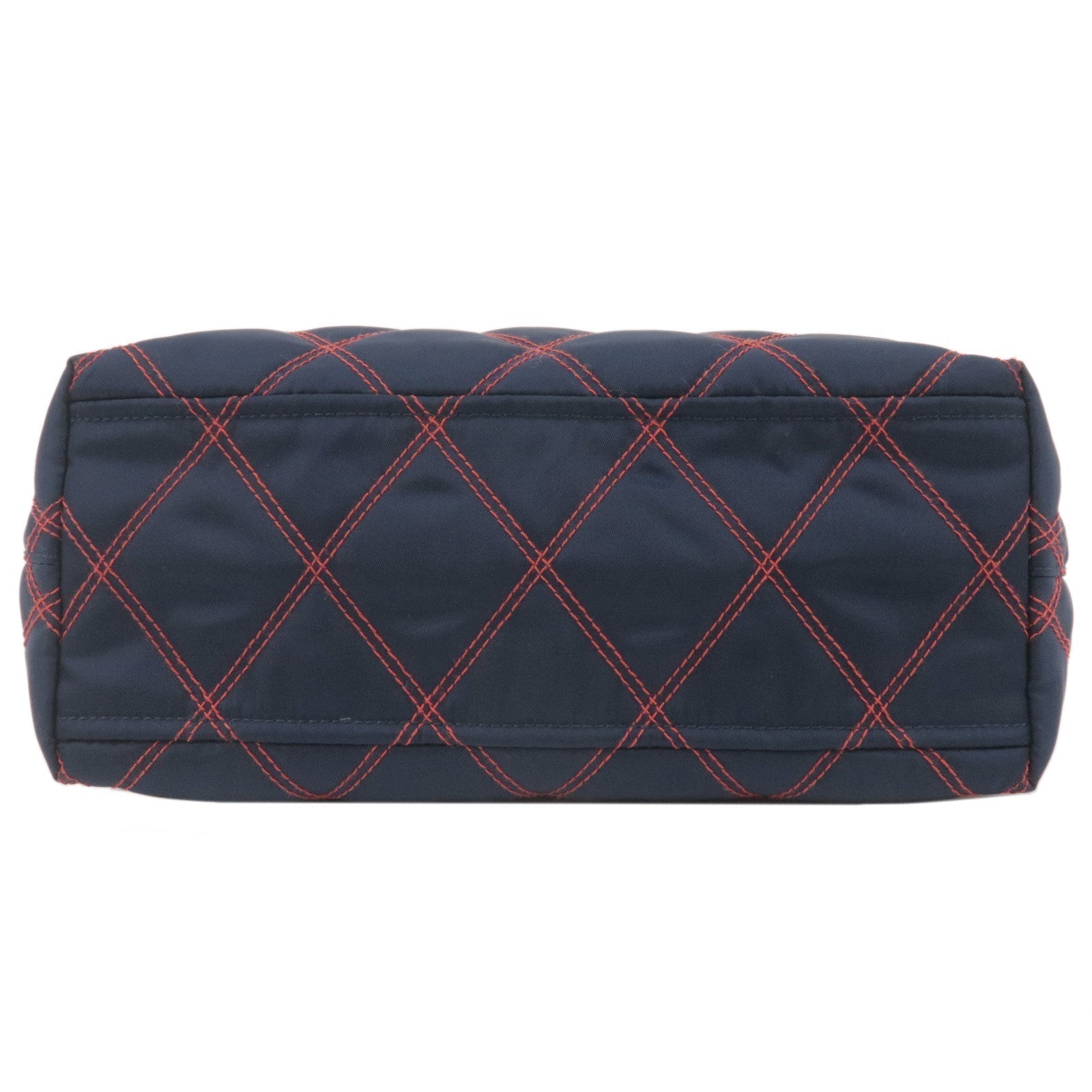 Prada 2Way Nylon Leather Quilting Shoulder Bag Navy 1BA090