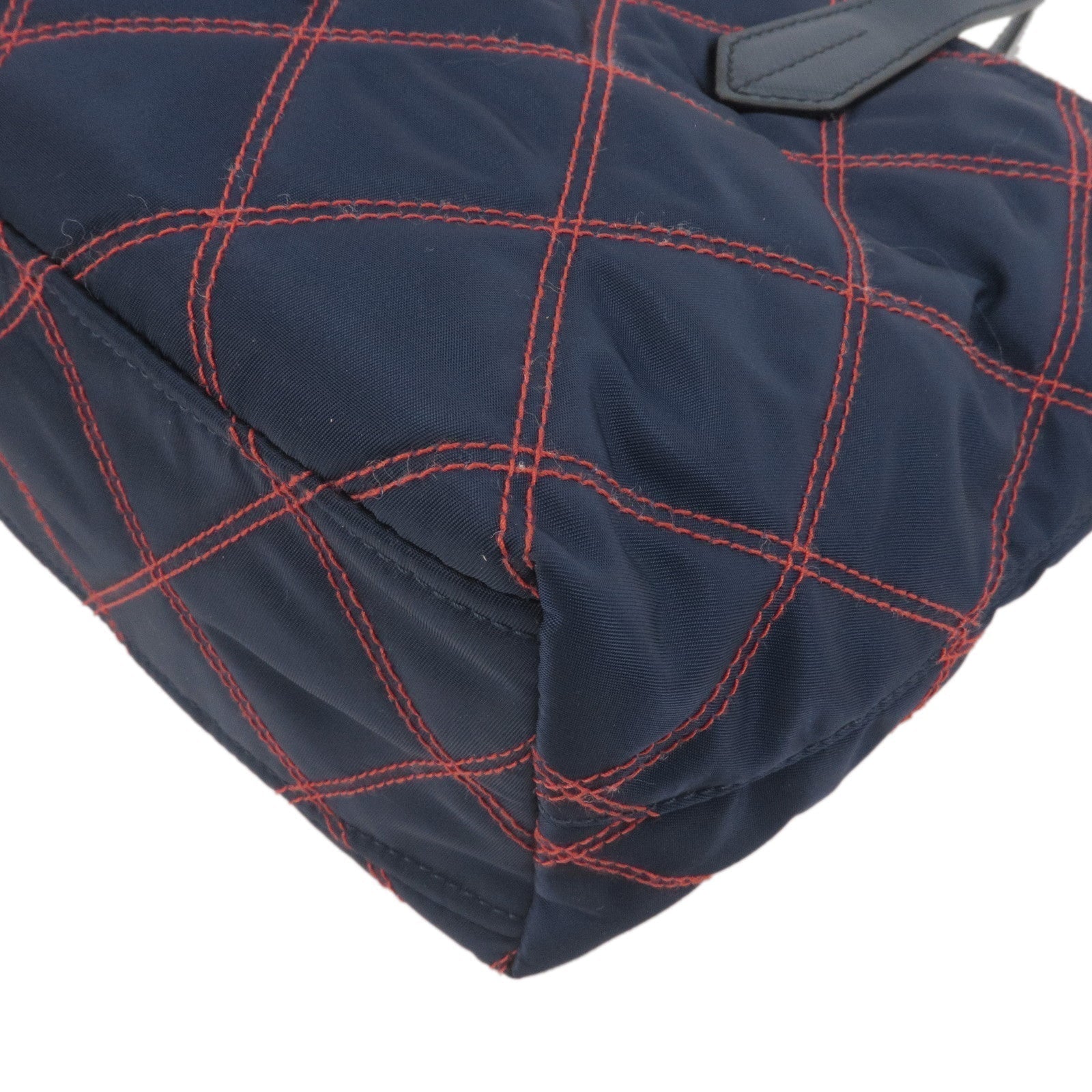 Prada 2Way Nylon Leather Quilting Shoulder Bag Navy 1BA090