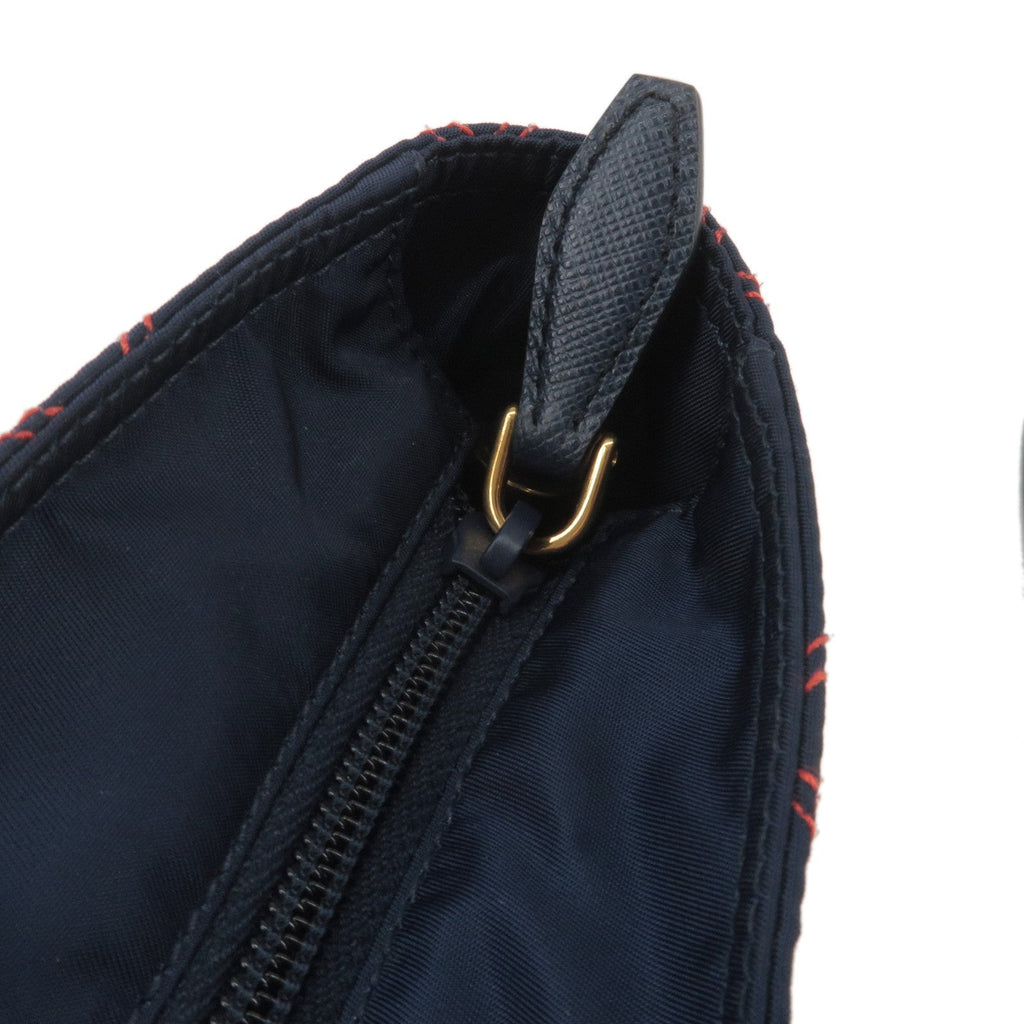 Prada 2Way Nylon Leather Quilting Shoulder Bag Navy 1BA090