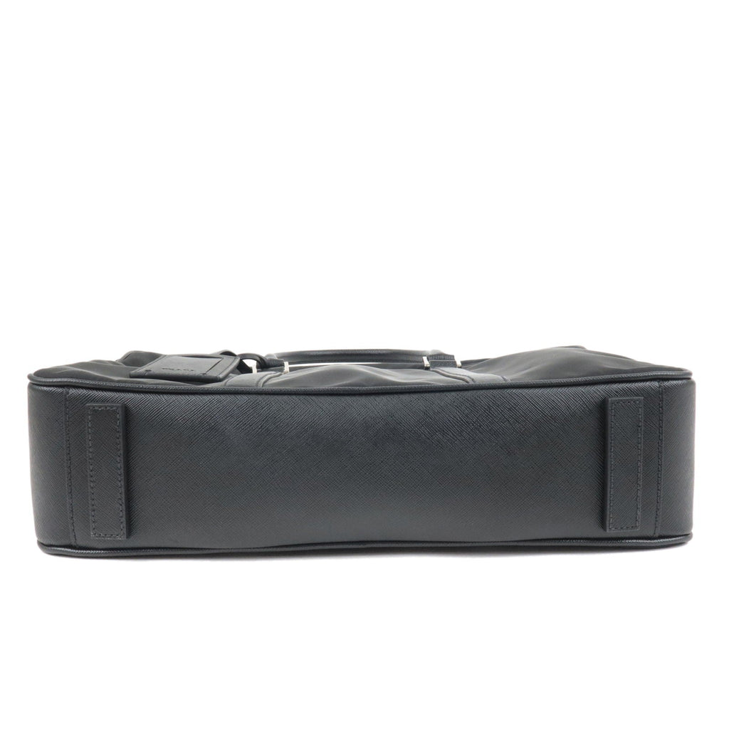 Prada Logo Nylon Leather Business Bag Brief Case Black 2VE661