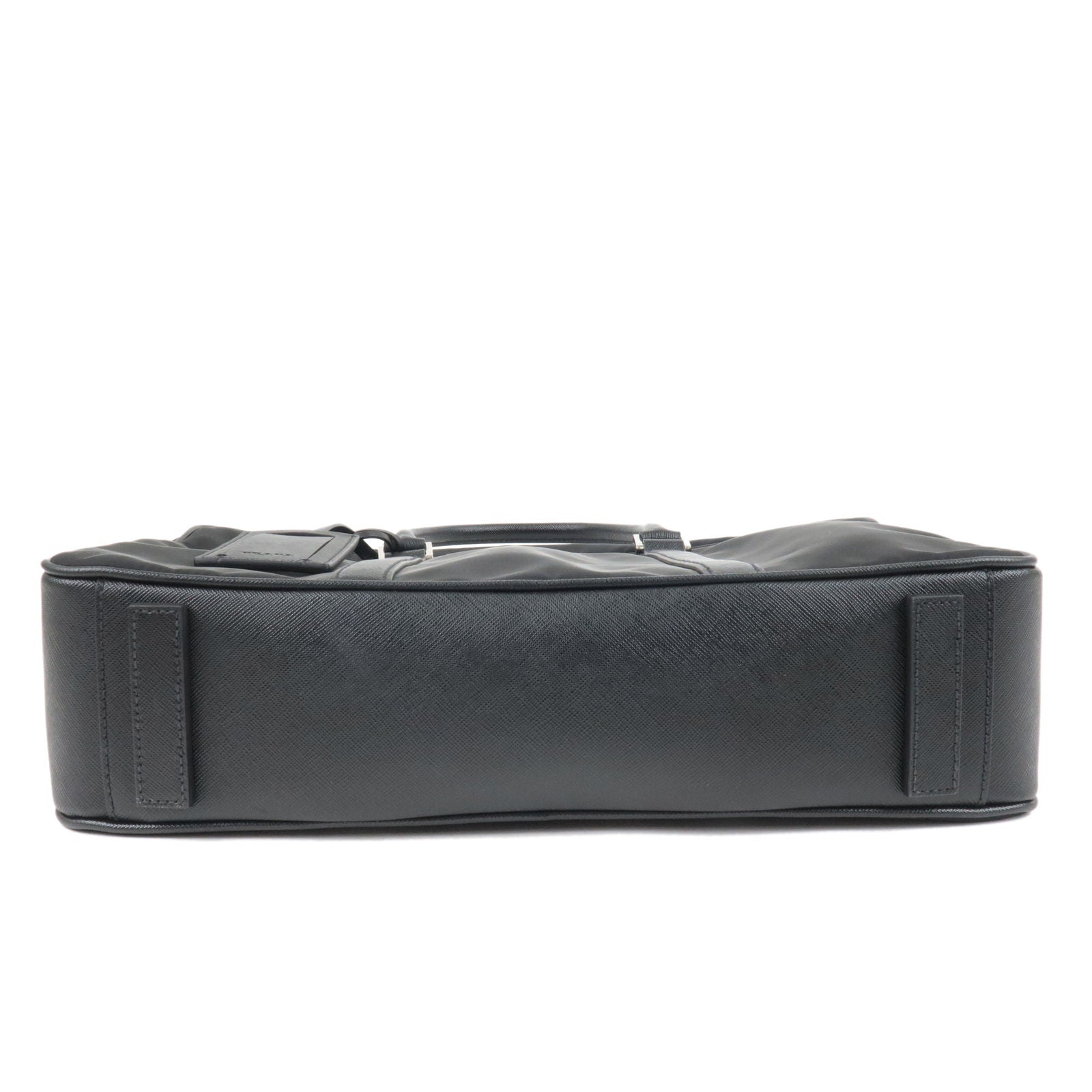 Prada Logo Nylon Leather Business Bag Brief Case Black 2VE661