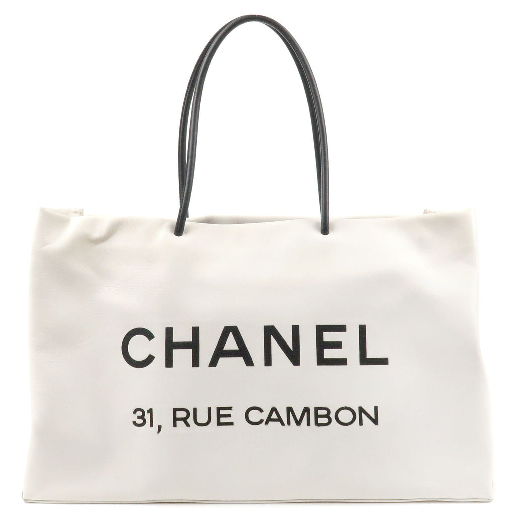 CHANEL Essential Tote Bag Calf Skin Large White A46882