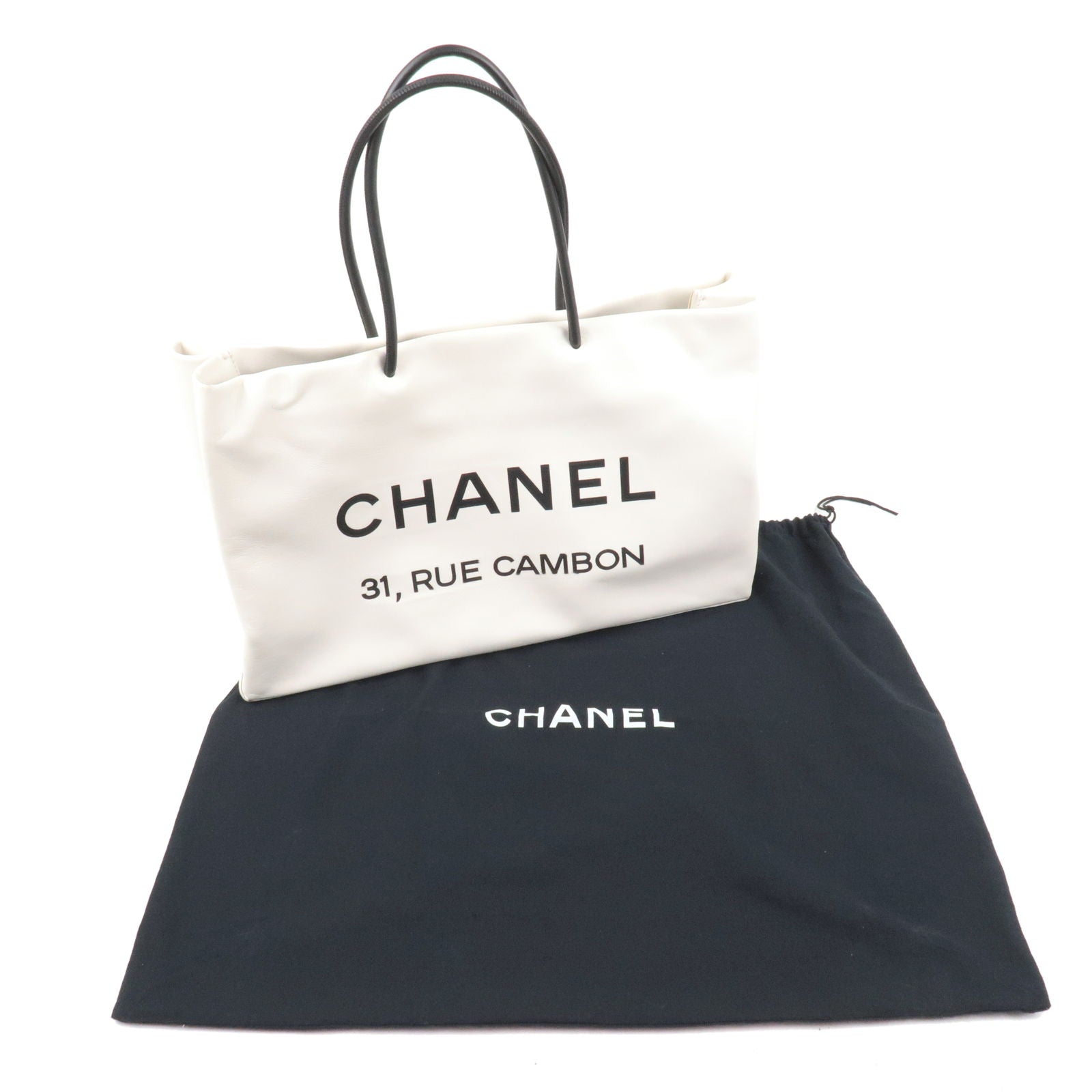 CHANEL Essential Tote Bag Calf Skin Large White A46882