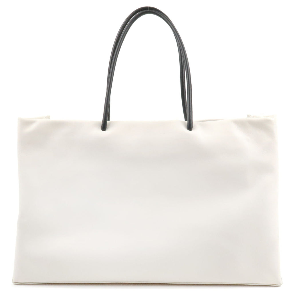 CHANEL Essential Tote Bag Calf Skin Large White A46882