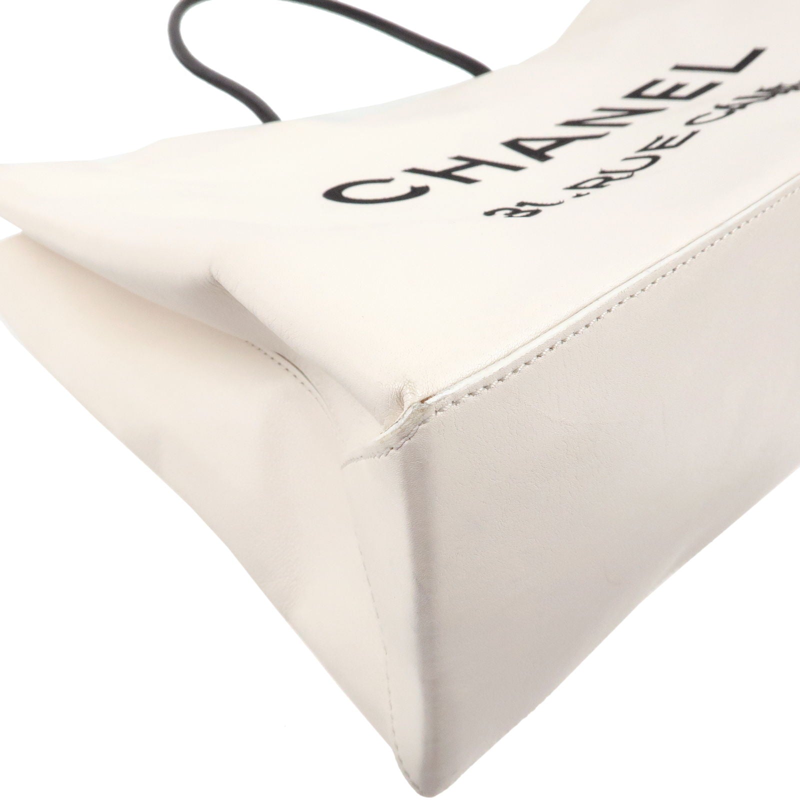 CHANEL Essential Tote Bag Calf Skin Large White A46882