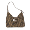Fendi Brown Leather Zucca Canvas Tote Bag (Pre Owned)