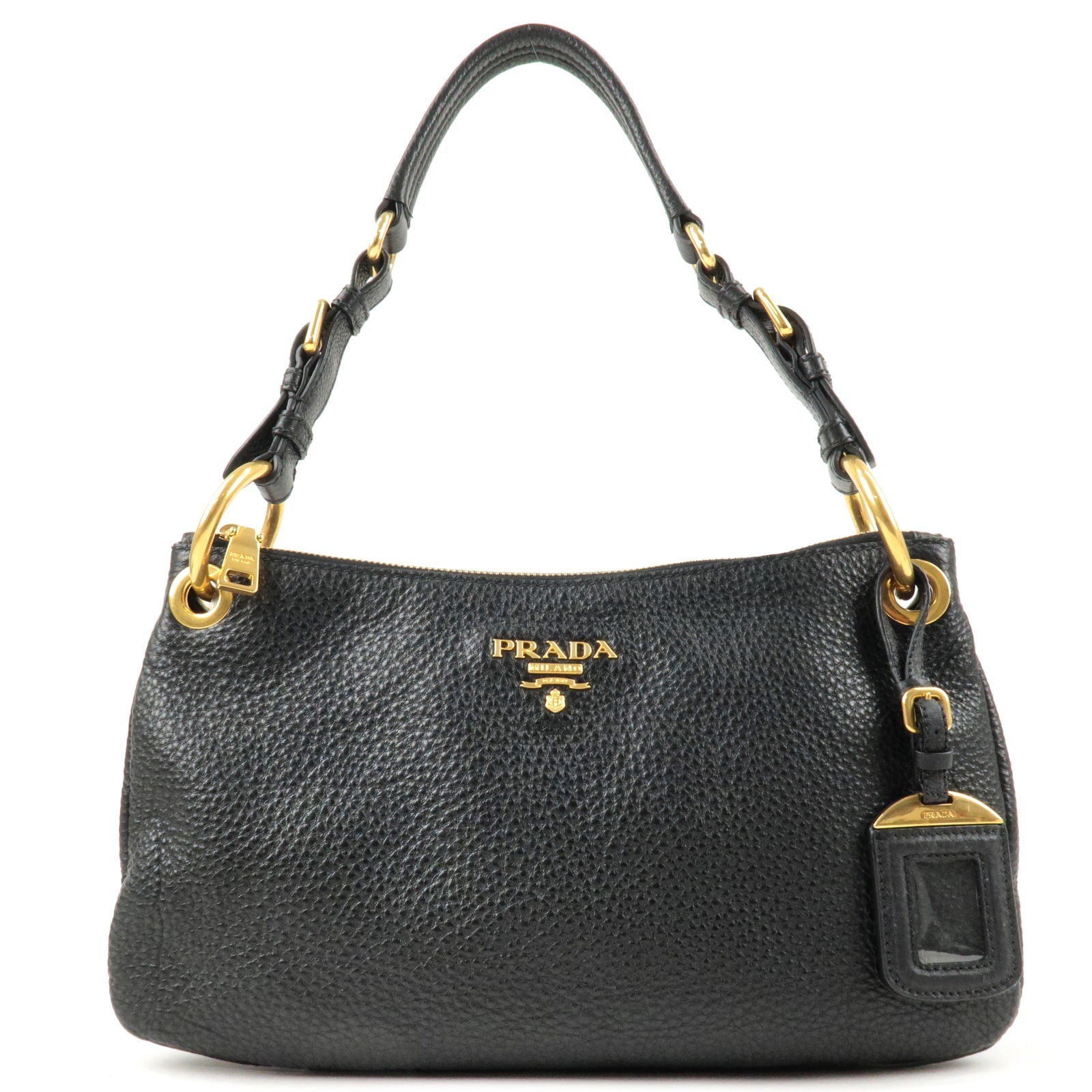 Prada Leather Shoulder Bag Hand Bag NERO Black BR4894