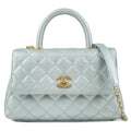 CHANEL MatelasseCaviar Skin COCO Handle 2Way Bag Light Blue A92990