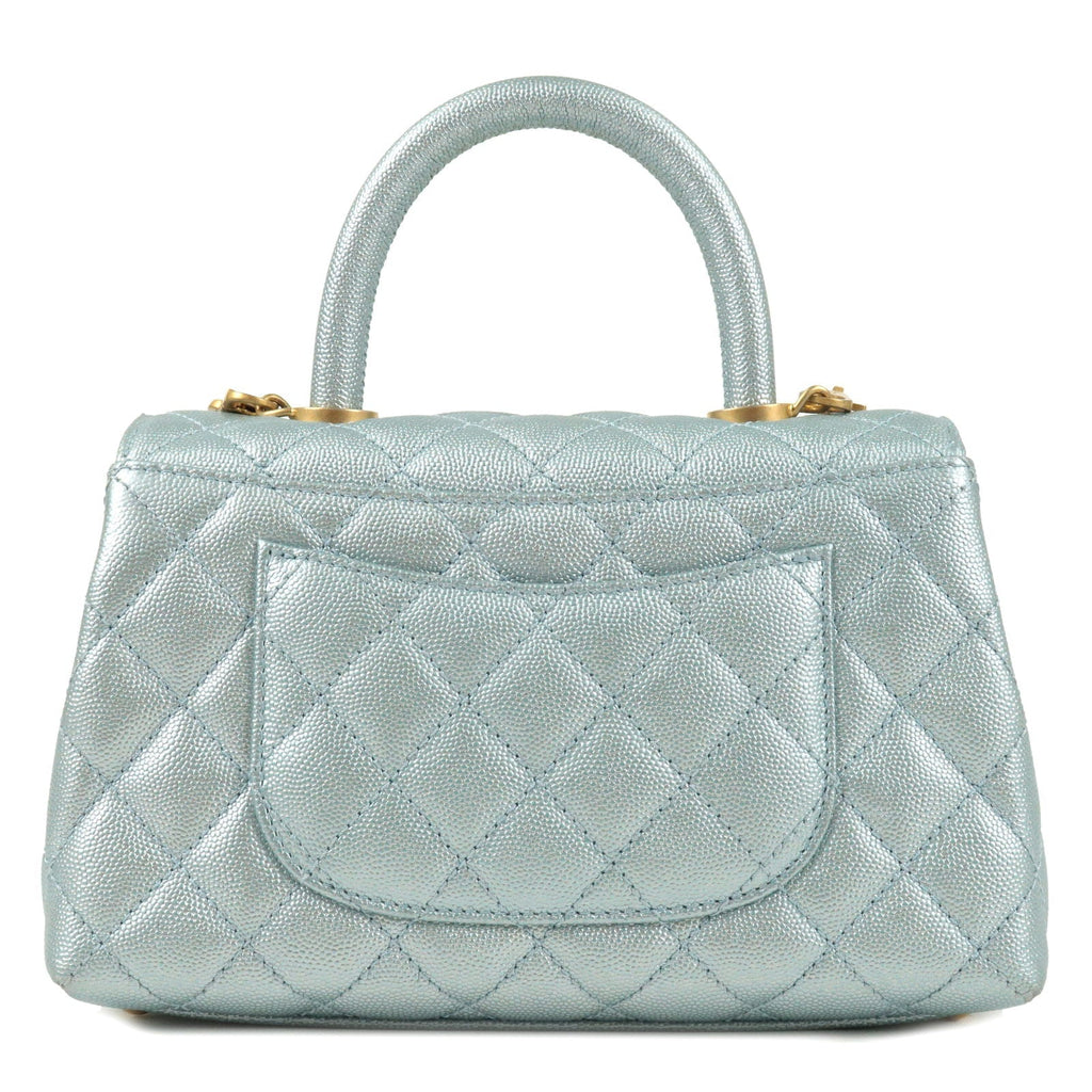 CHANEL MatelasseCaviar Skin COCO Handle 2Way Bag Light Blue A92990