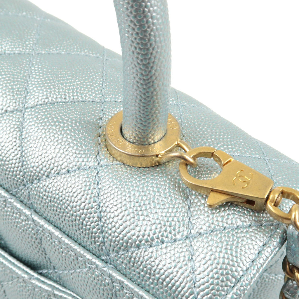 CHANEL MatelasseCaviar Skin COCO Handle 2Way Bag Light Blue A92990