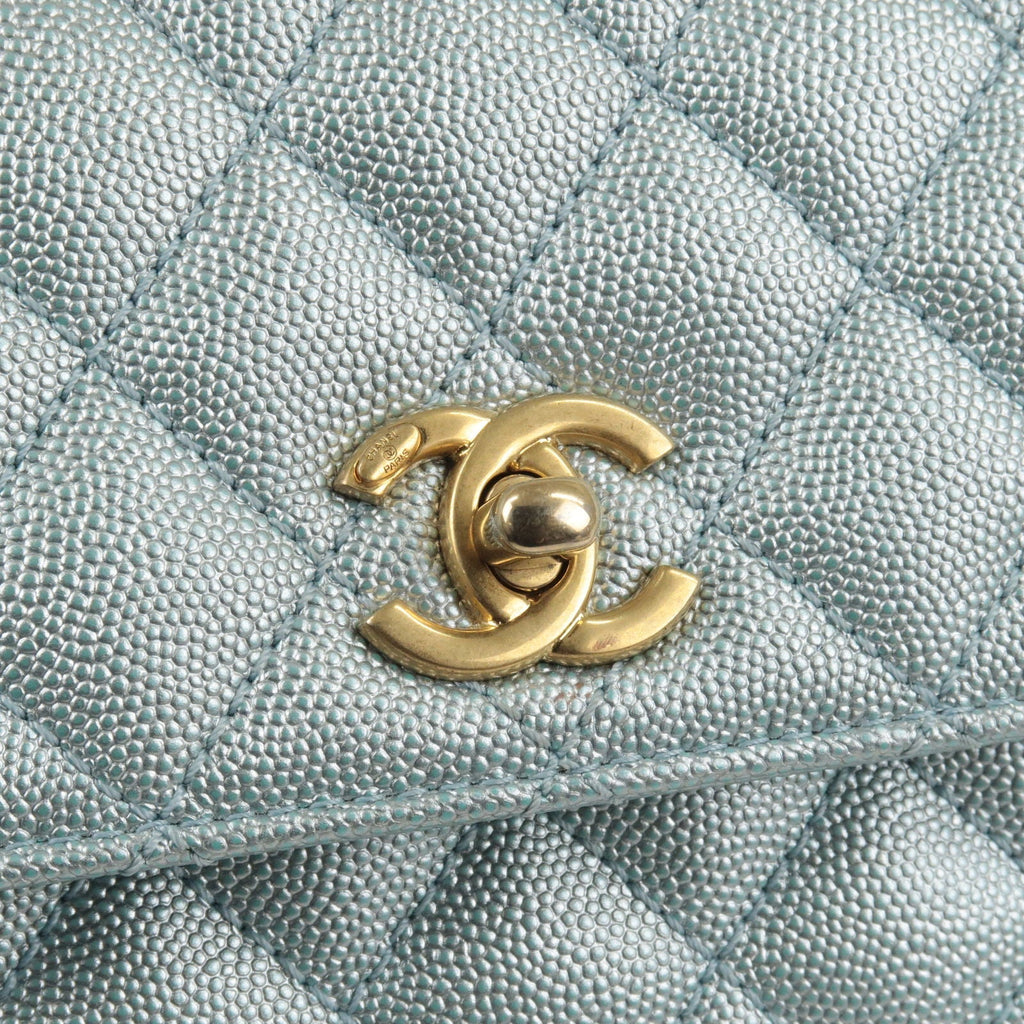 CHANEL MatelasseCaviar Skin COCO Handle 2Way Bag Light Blue A92990