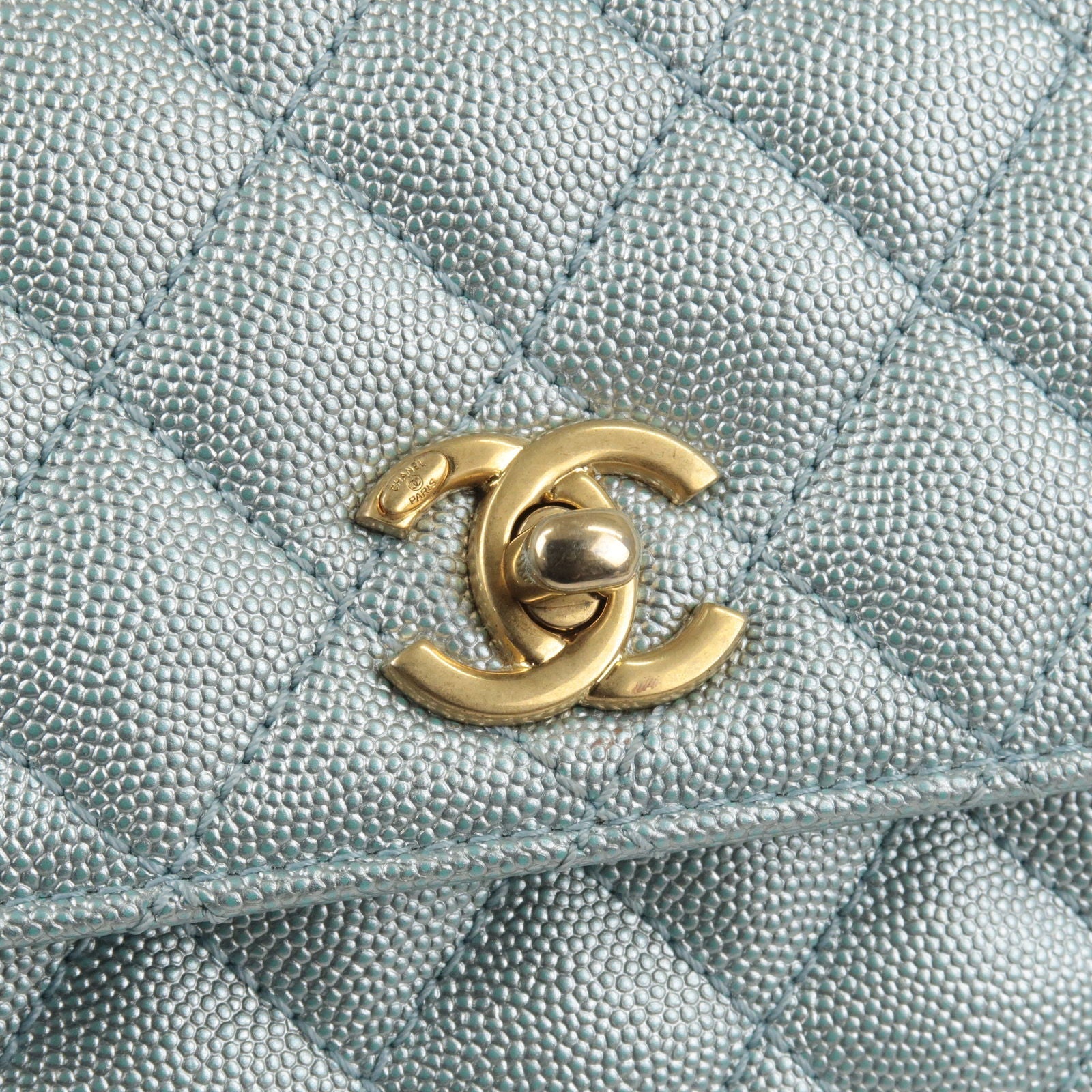 CHANEL MatelasseCaviar Skin COCO Handle 2Way Bag Light Blue A92990