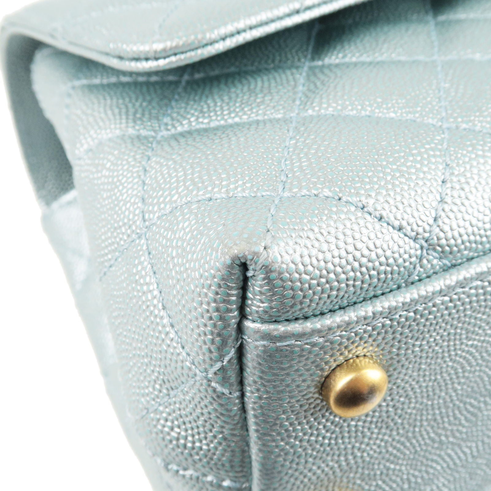 CHANEL MatelasseCaviar Skin COCO Handle 2Way Bag Light Blue A92990