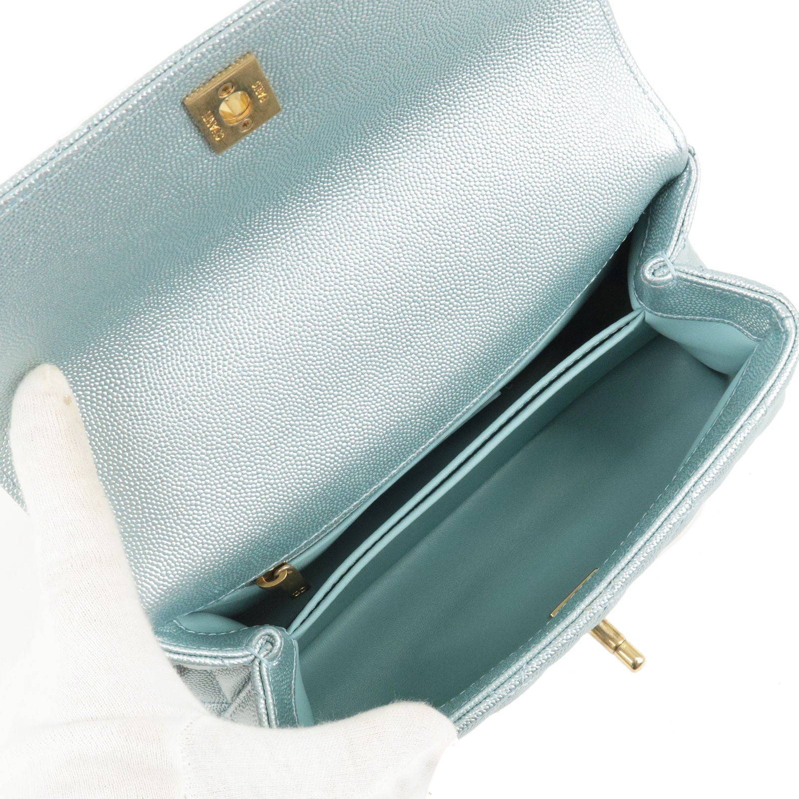 CHANEL MatelasseCaviar Skin COCO Handle 2Way Bag Light Blue A92990