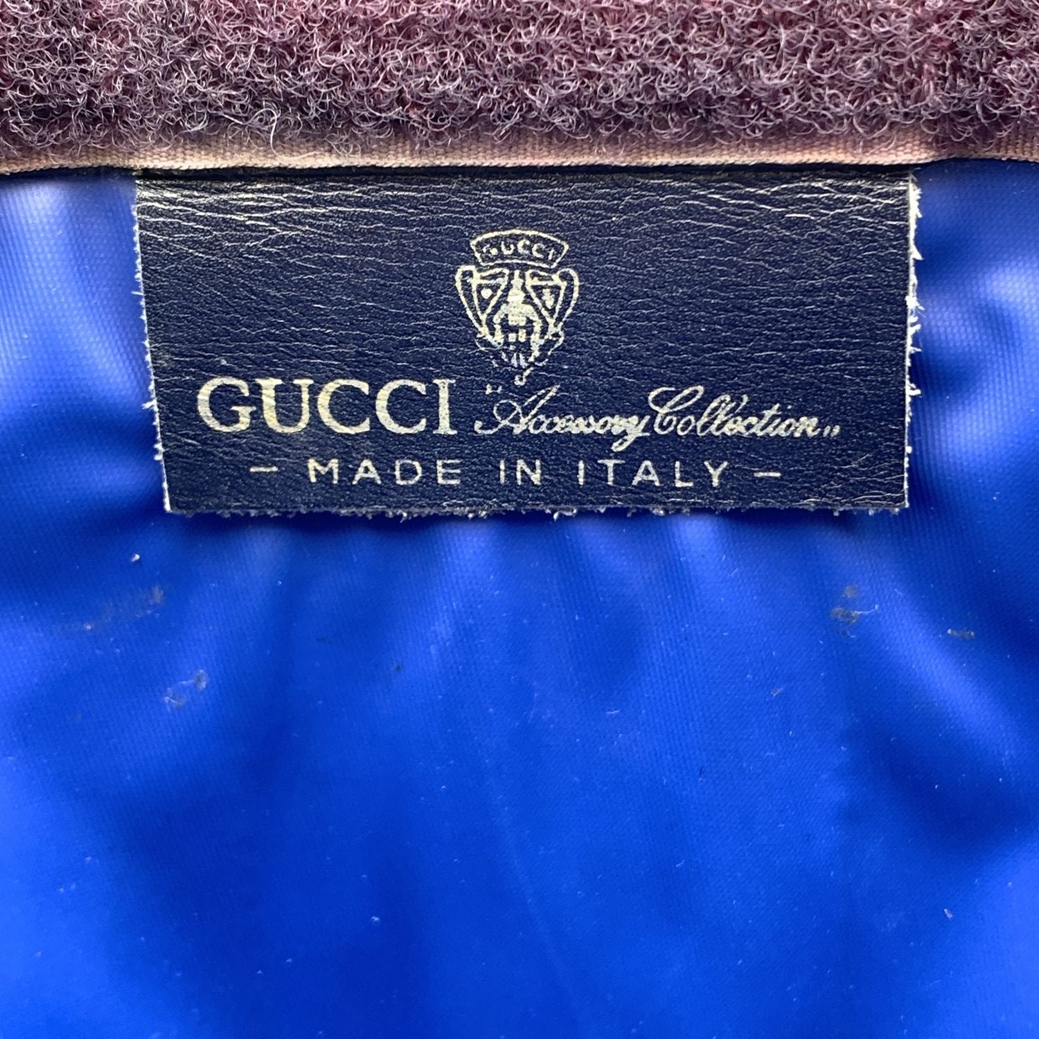 Gucci Vintage Blue Monogram Canvas Cosmetic Bag Clutch Stripes