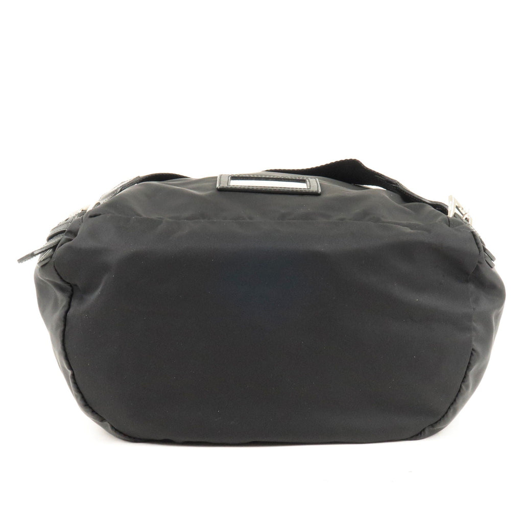 Prada Logo Nylon Leather Back Pack Ruck Sack Bag Nero Black