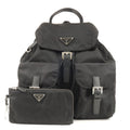 Prada Logo Nylon Leather Ruck Sack Back Pack Bag Black 1BZ811