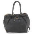 Prada Logo Nylon Leather 2Way Bag Hand Bag Black NERO BN1970
