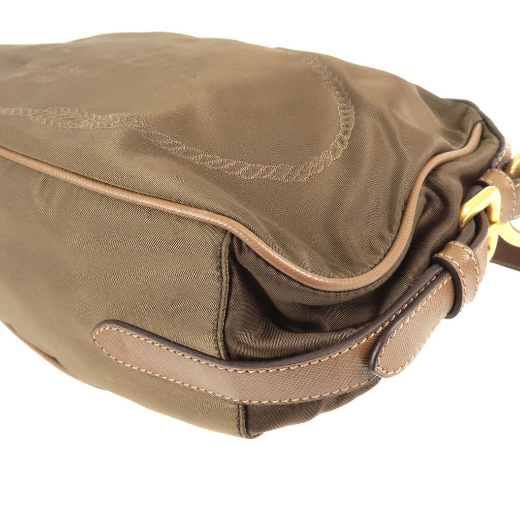 Prada Nylon Leather Shoulder Bag Purse BRUCIATO Brown BR4320
