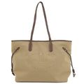 Prada Logo Jacquard Leather Tote Bag Hand Bag Beige Brown