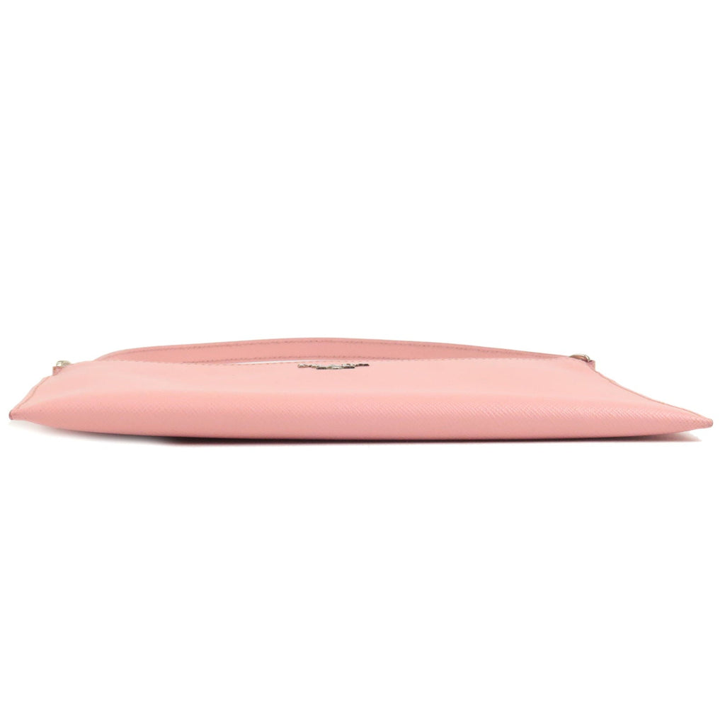 Prada Logo Leather Shoulder Bag Pouch PETARO Pink 1NH004