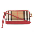 Burberry Mahogany Red Leather and House Check Abingdon Clutch Bag (3647006)