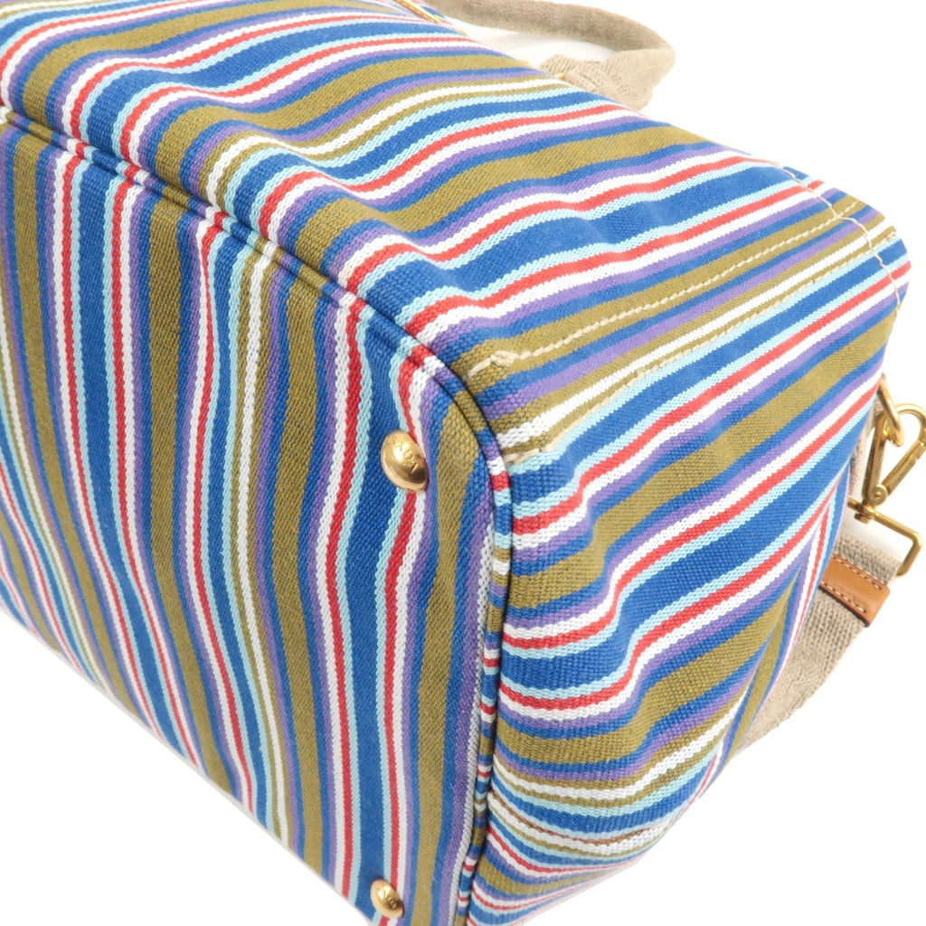 Prada Canapa Large Canvas 2Way Bag Shoulder Bag Multi Color