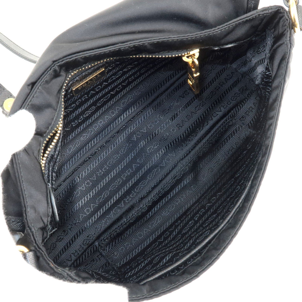 Prada Logo Nylon Leather Shoulder Bag NERO Black BT0772