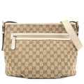 GUCCI GG Canvas Leather Shoulder Bag Beige Ivory 388930