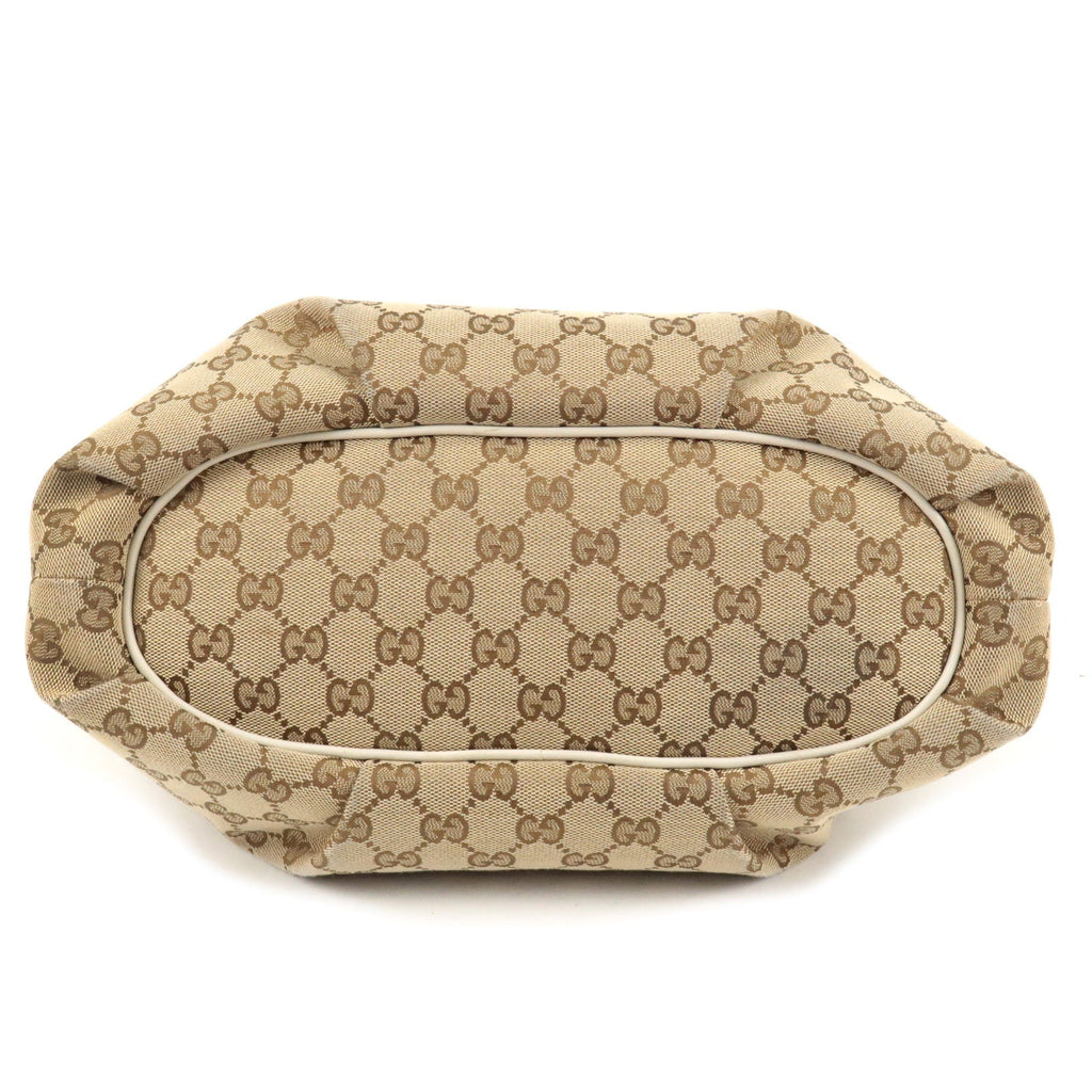 GUCCI GG Canvas Leather Shoulder Bag Beige Ivory 388930