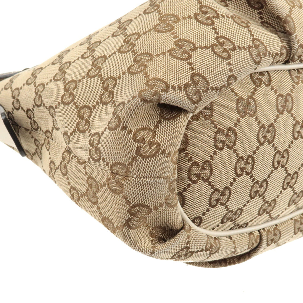 GUCCI GG Canvas Leather Shoulder Bag Beige Ivory 388930