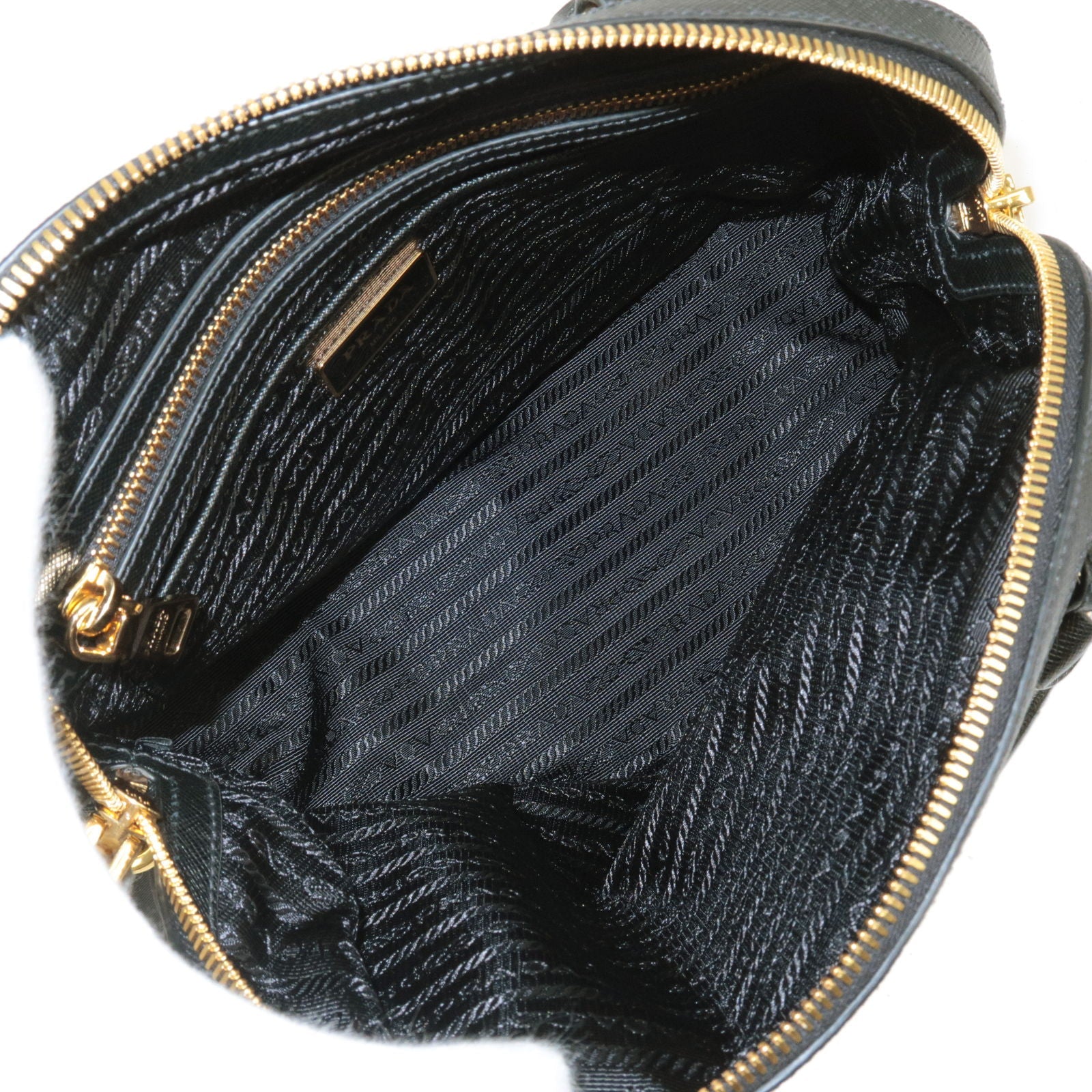Prada Logo Nylon Leather 2Way Bag Hand Bag Black NERO 1BB013