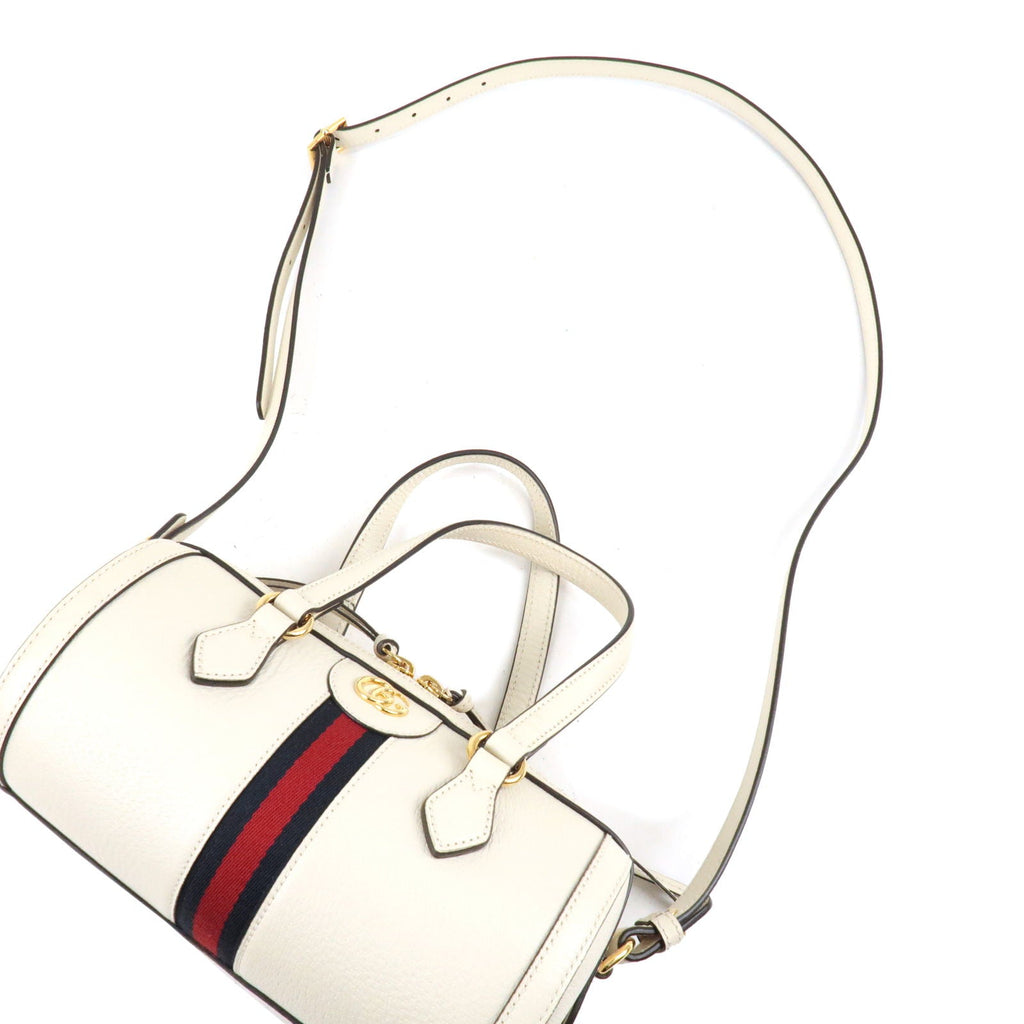 GUCCI Ophidia Leather 2Way Bag Mini Boston Bag Ivory 602577