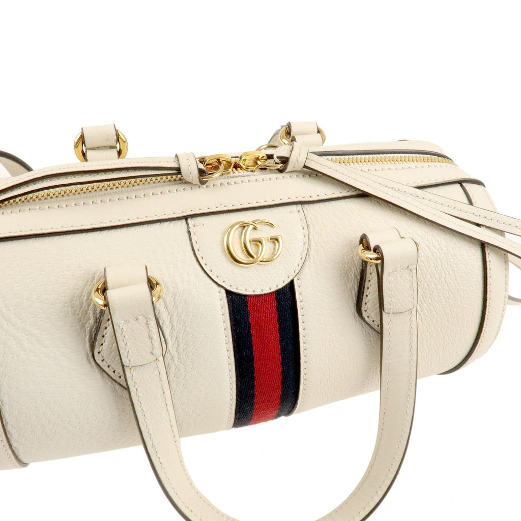 GUCCI Ophidia Leather 2Way Bag Mini Boston Bag Ivory 602577
