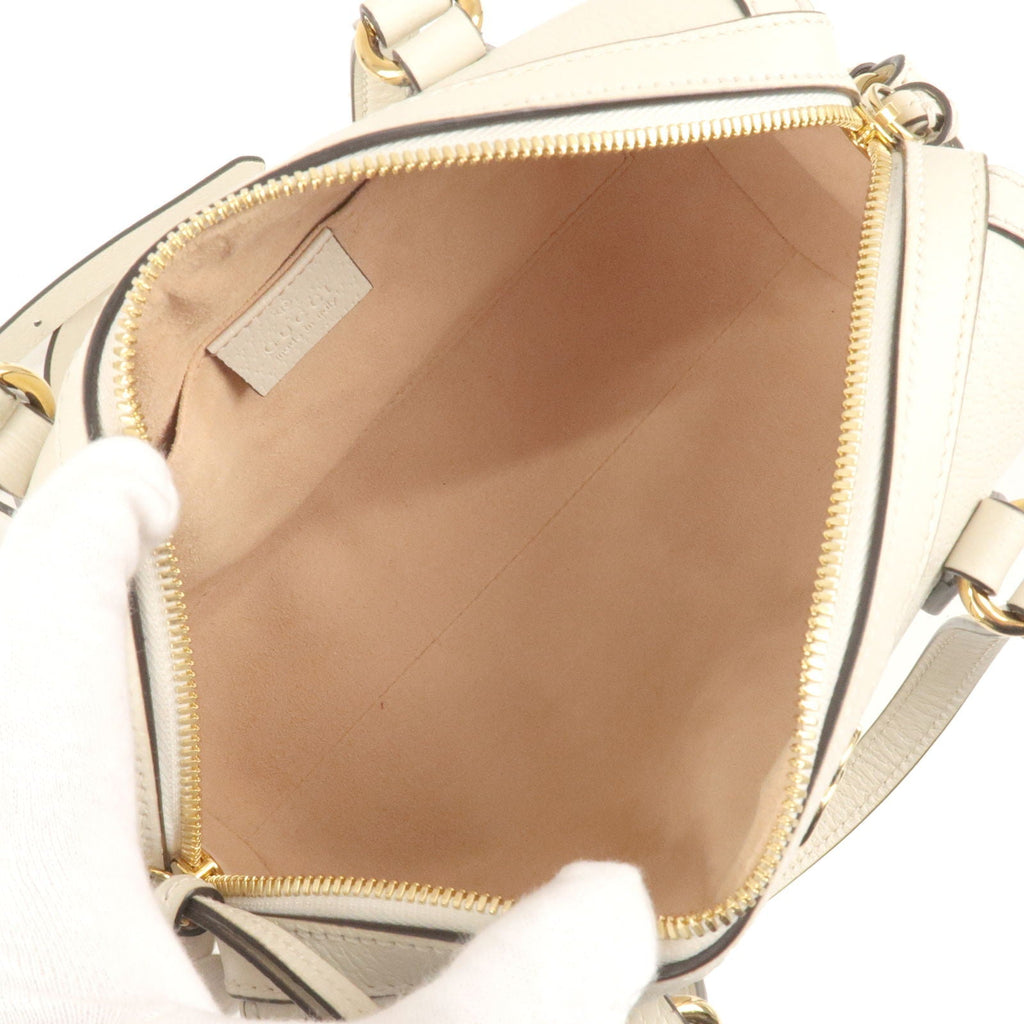 GUCCI Ophidia Leather 2Way Bag Mini Boston Bag Ivory 602577