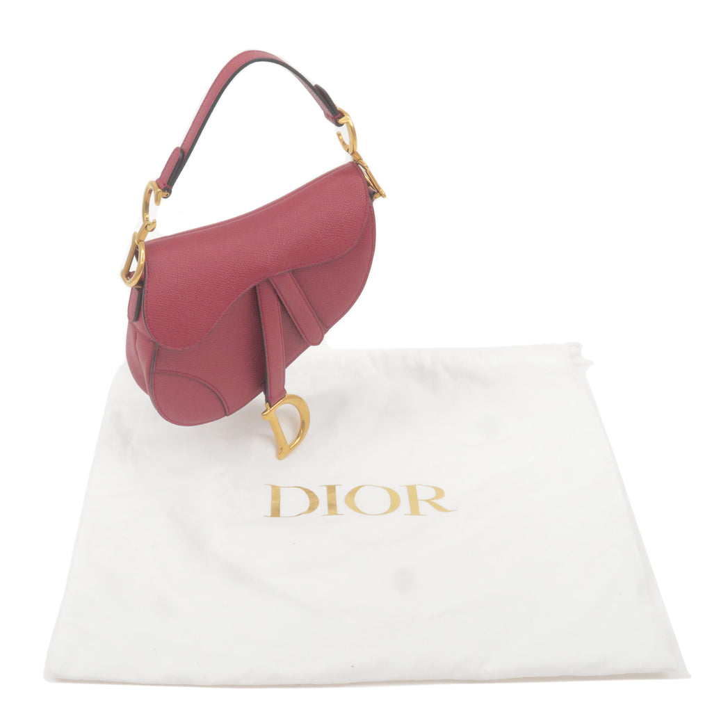 Christian Dior Saddle Bag Leather Shoulder Bag Bordeaux