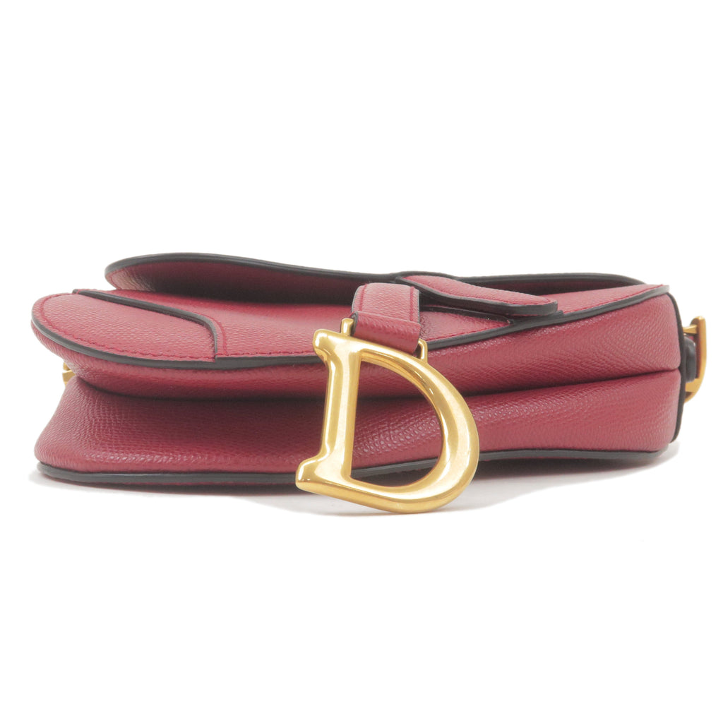 Christian Dior Saddle Bag Leather Shoulder Bag Bordeaux