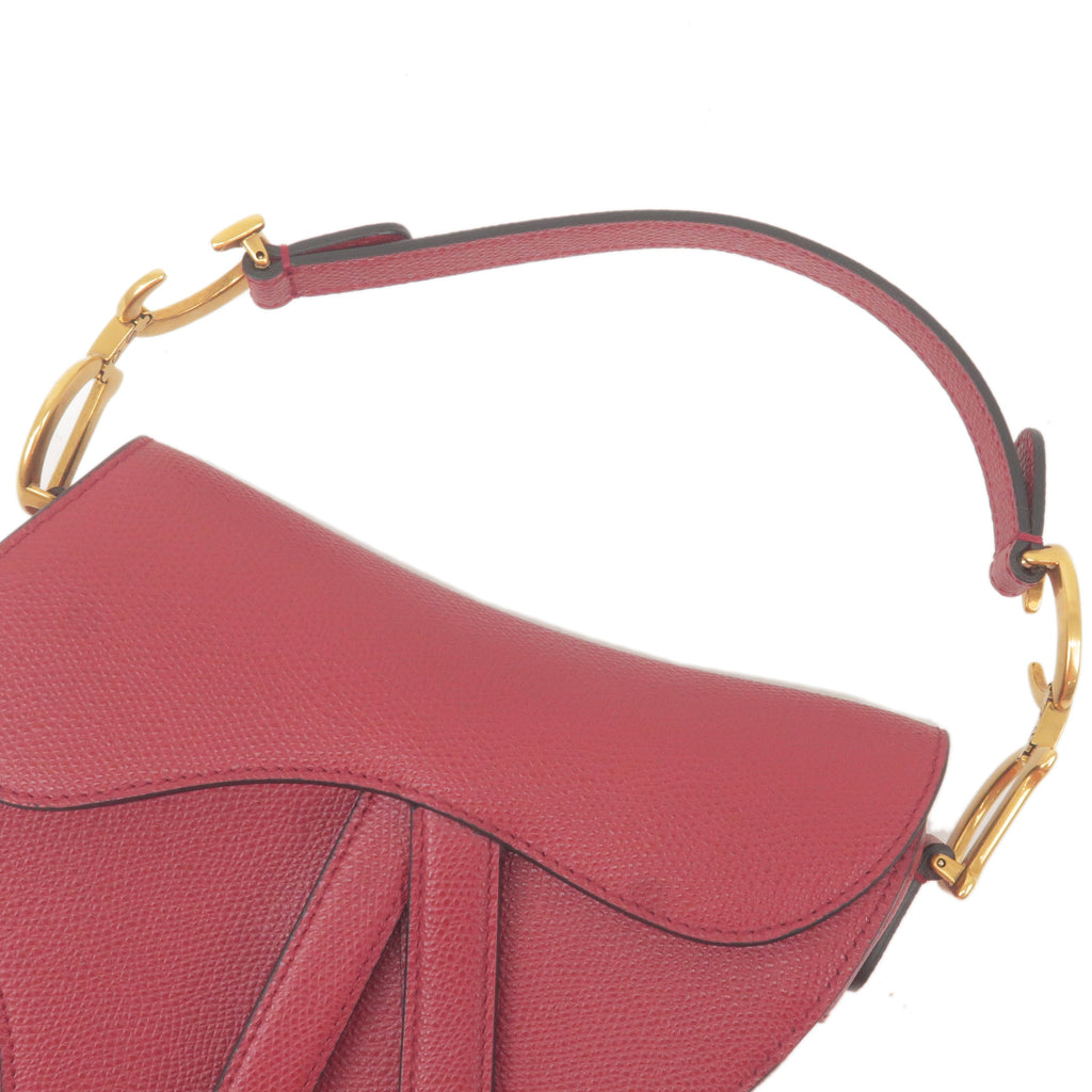 Christian Dior Saddle Bag Leather Shoulder Bag Bordeaux