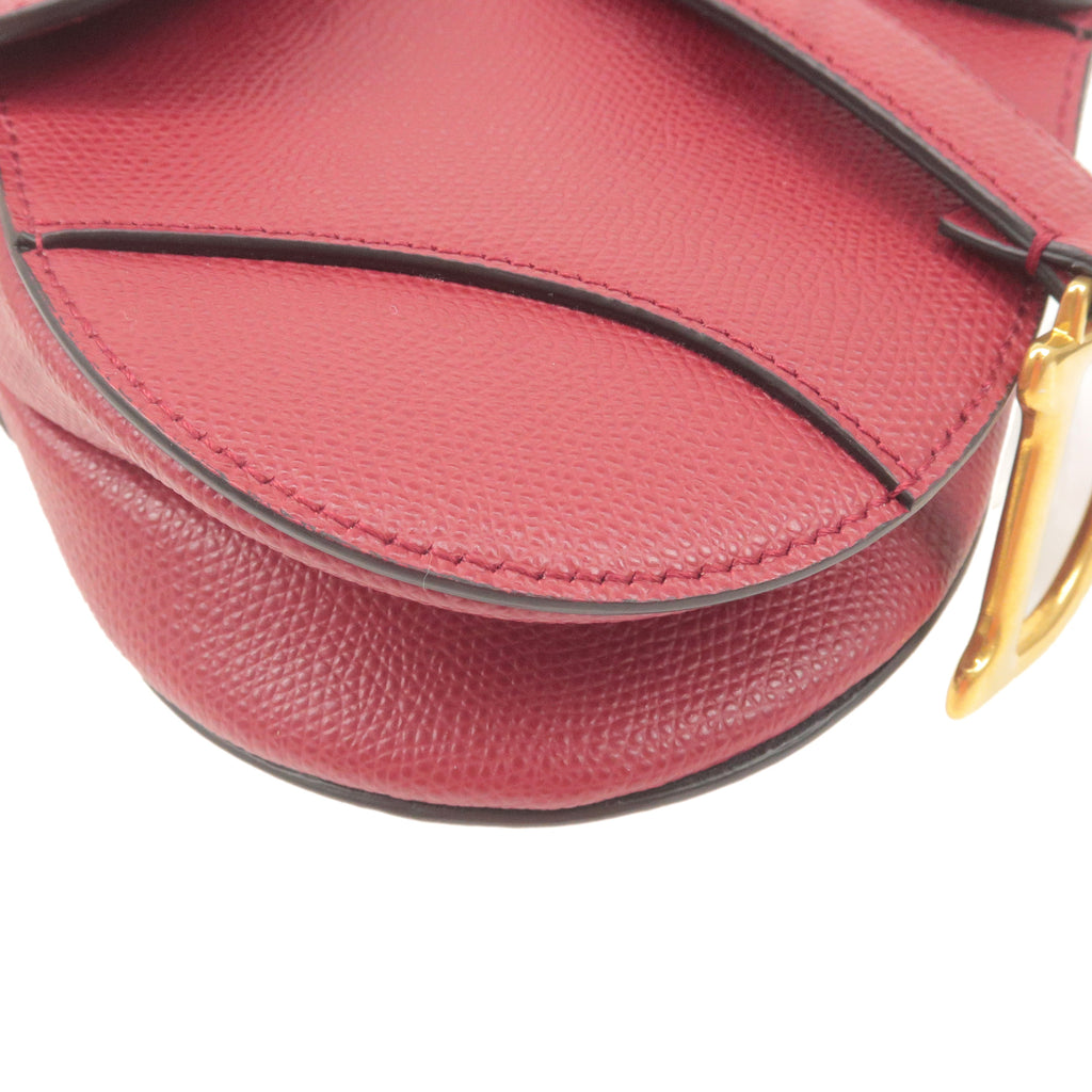 Christian Dior Saddle Bag Leather Shoulder Bag Bordeaux
