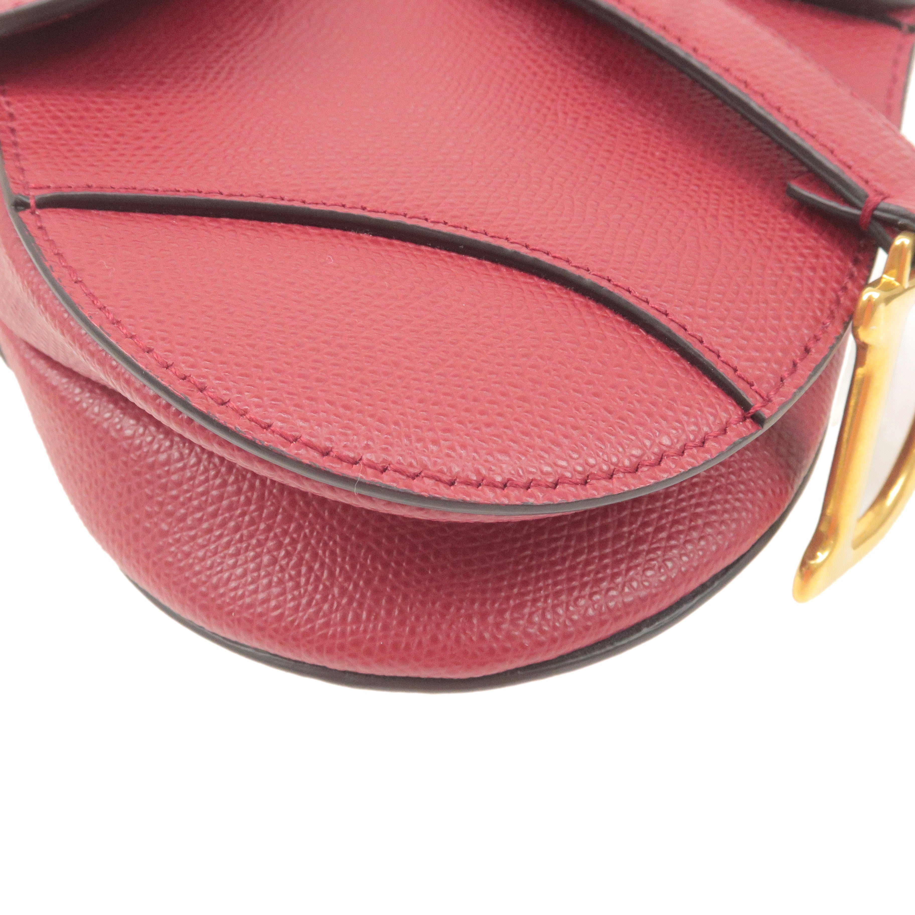 Christian Dior Saddle Bag Leather Shoulder Bag Bordeaux