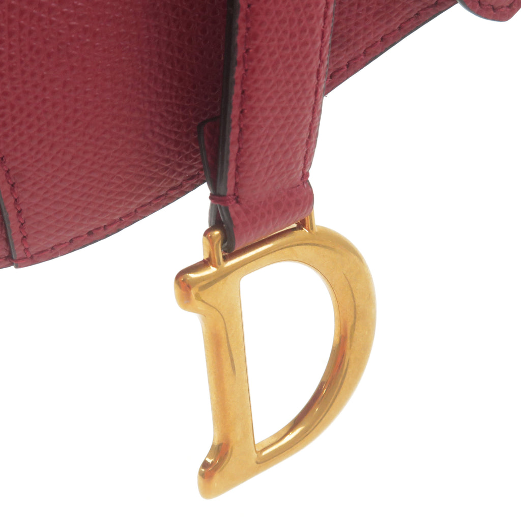 Christian Dior Saddle Bag Leather Shoulder Bag Bordeaux