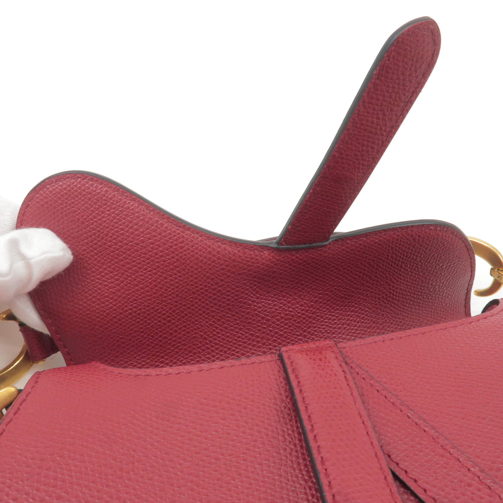 Christian Dior Saddle Bag Leather Shoulder Bag Bordeaux