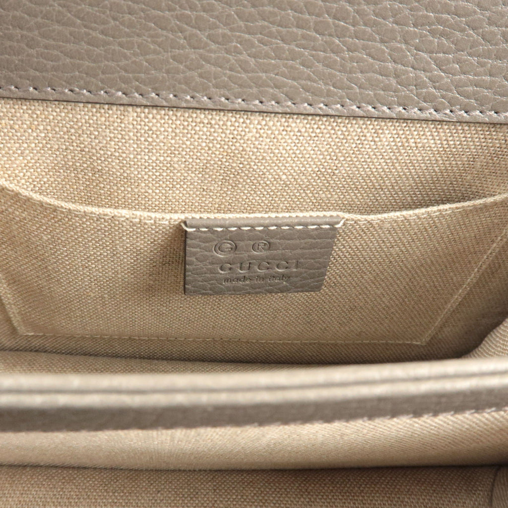 GUCCI Interlocking G Leather Chain Crossbody Bag Gray 510304