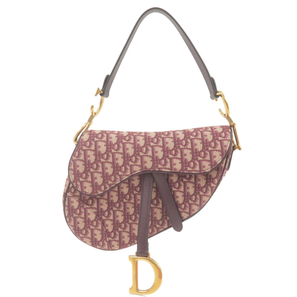 Christian Dior Saddle Bag Trotter Oblique Jacquard Leather Red