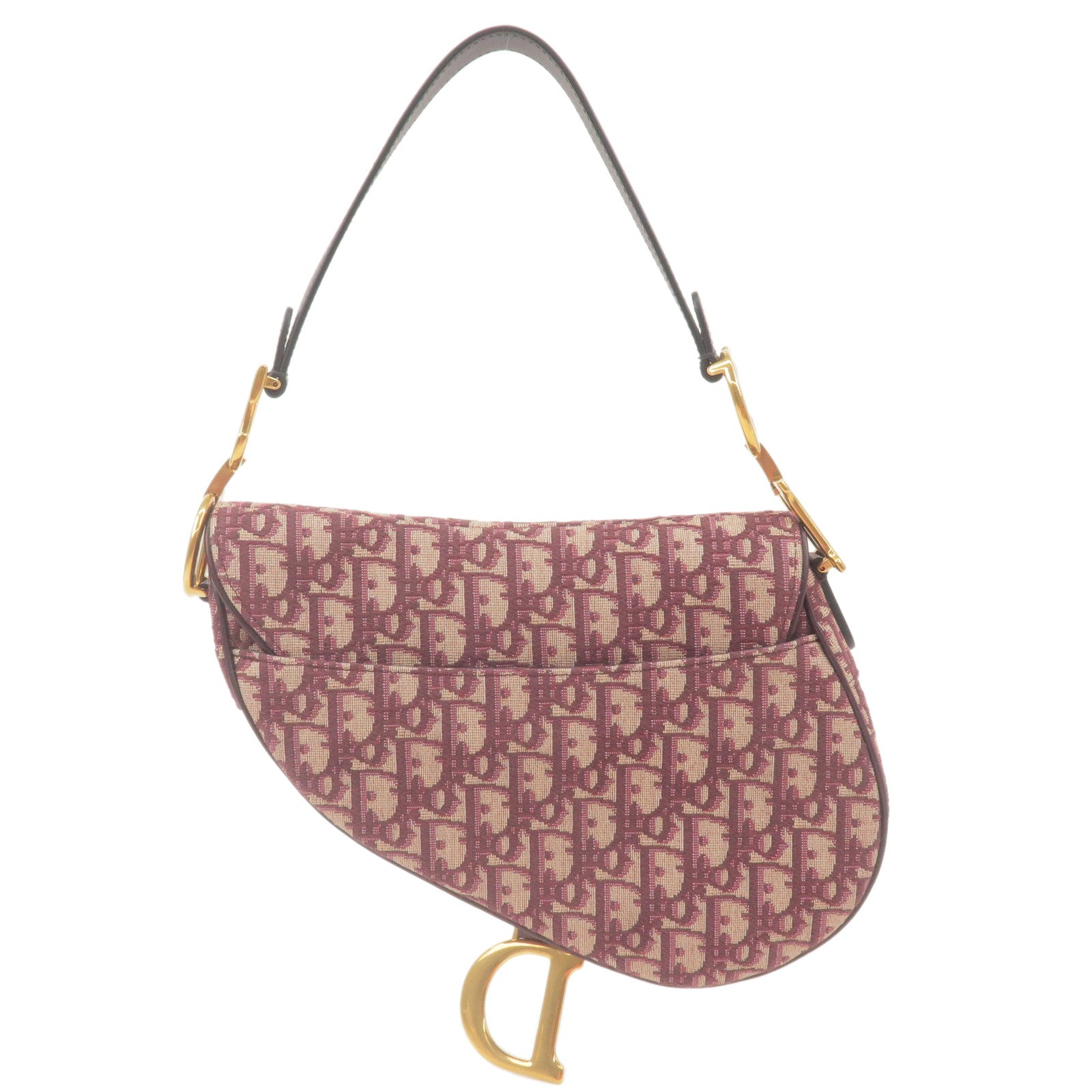 Christian Dior Saddle Bag Trotter Oblique Jacquard Leather Red