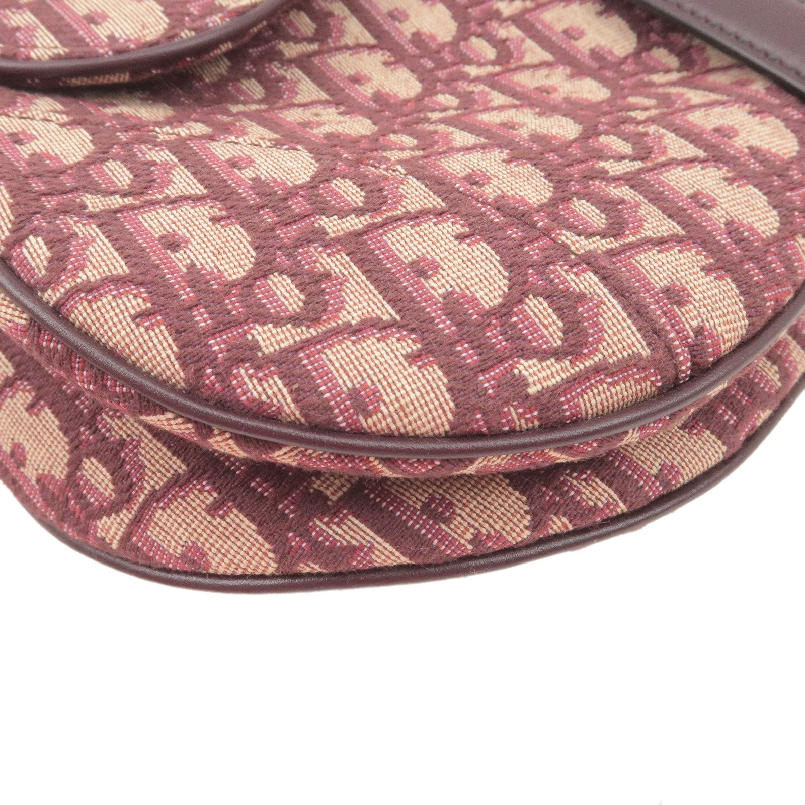 Christian Dior Saddle Bag Trotter Oblique Jacquard Leather Red