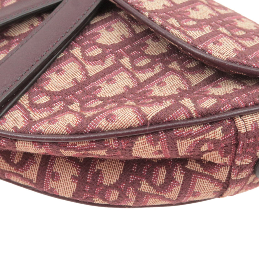 Christian Dior Saddle Bag Trotter Oblique Jacquard Leather Red