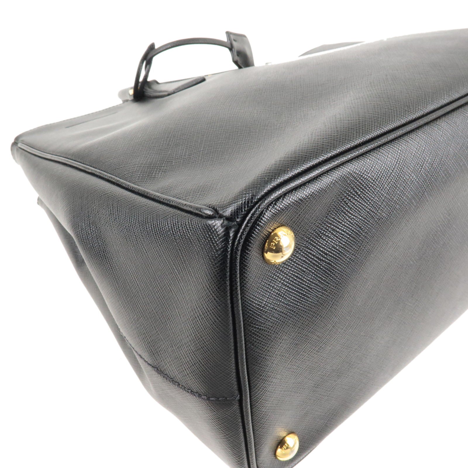 Prada Logo Leather Hand Bag Tote Bag Black BN1786