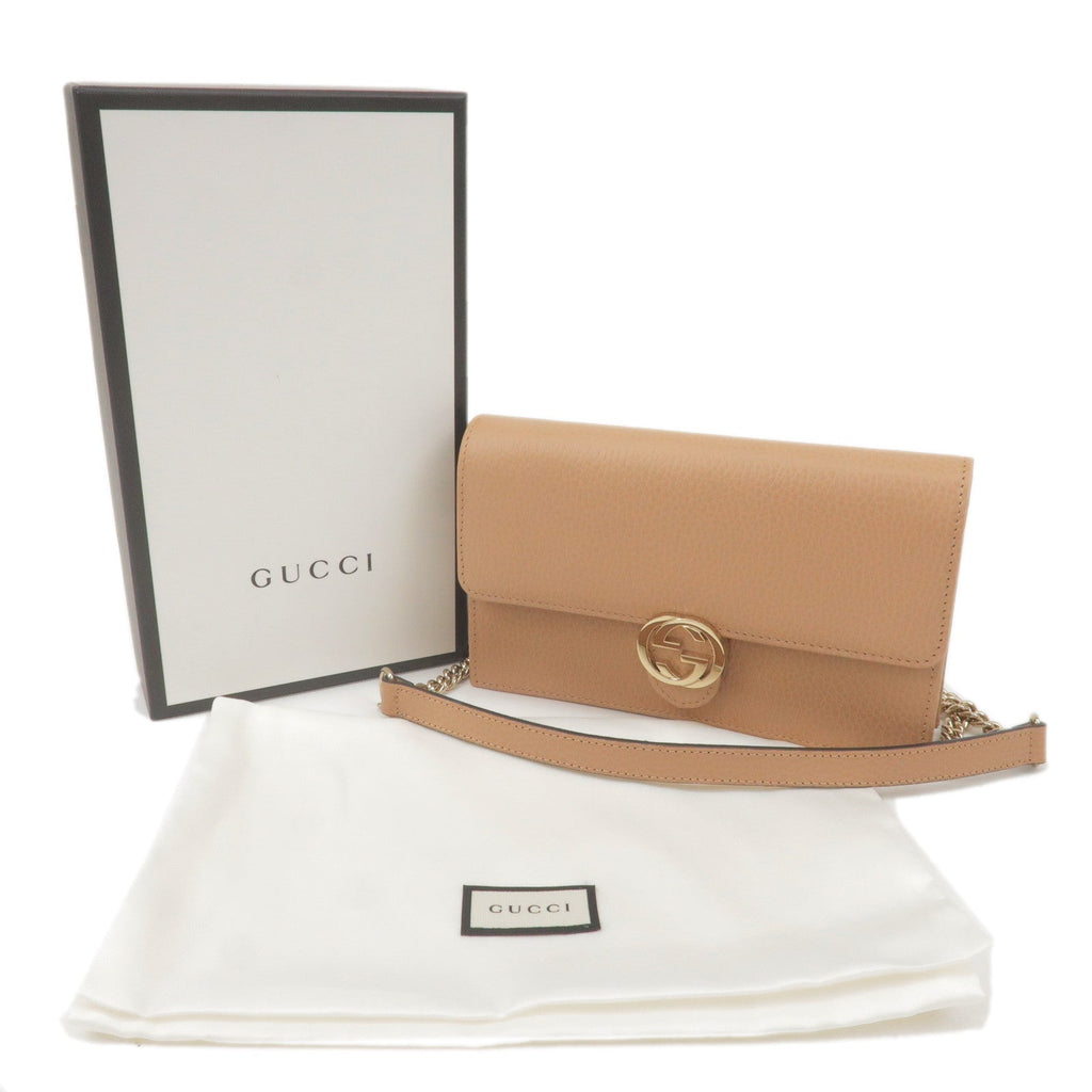 GUCCI Interlocking G Leather Chain Shoulder Bag Wallet 615523