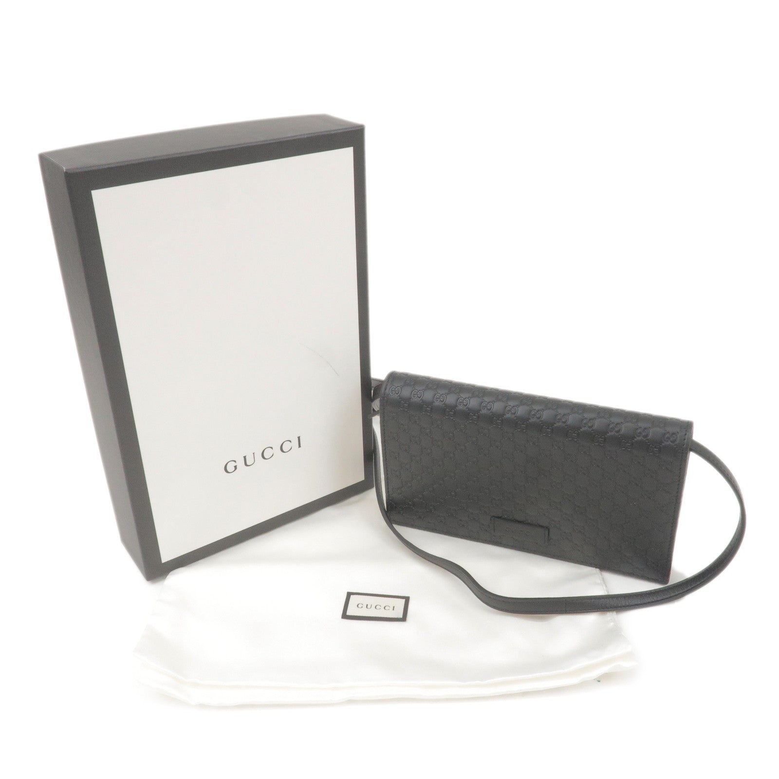 GUCCI Guccissima Leather Shouder Bag Wallet Black 466507